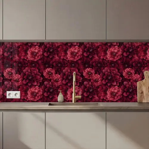 Dahlias - Bloemen - Rood keuken achterwand 2 middel 871 zz_3dshopping
