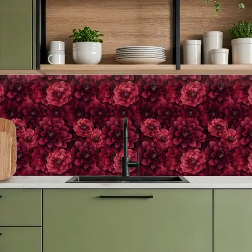 Dahlias - Bloemen - Rood keuken achterwand 2 middel 871 -sfeer3