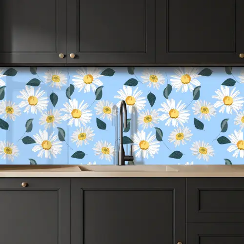Madeliefjes - Blauw - Patroon keuken achterwand 2 middel 871 -sfeer1