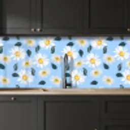 Madeliefjes - Blauw - Patroon keuken achterwand 2 middel 871 -sfeer1