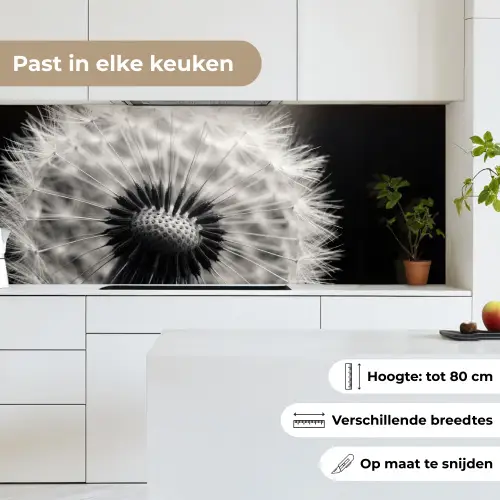 Paardenbloem - Zwart - Wit keuken achterwand 2 middel -sfeer4_NL