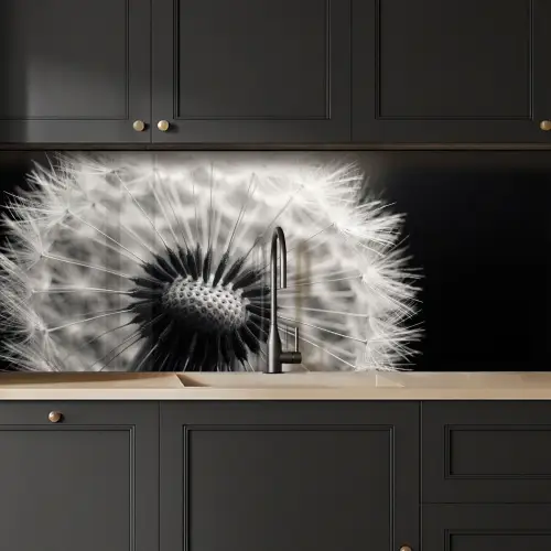 Paardenbloem - Zwart - Wit keuken achterwand 2 middel -sfeer1