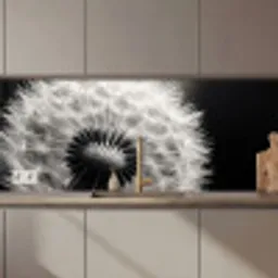 Paardenbloem - Zwart - Wit keuken achterwand 2 middel zz_3dshopping
