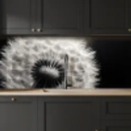 Paardenbloem - Zwart - Wit keuken achterwand 2 middel -sfeer1