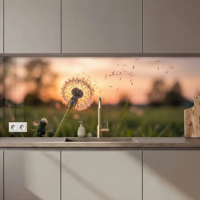 Paardenbloem - Zonsondergang - Veld keuken achterwand 2 middel zz_3dshopping
