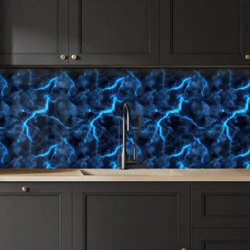 Donker - Blauw - Bliksem keuken achterwand 2 middel 871 -sfeer1