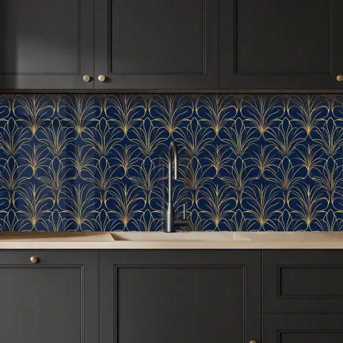 Deco - Waaier - Blauw keuken achterwand 2 middel 871 -sfeer1