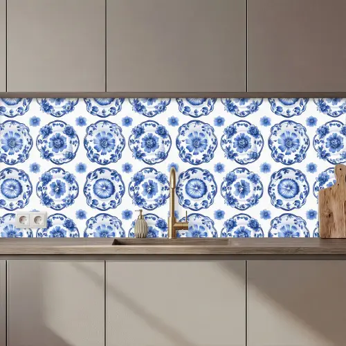Sierborden - Bloemen - Blauw keuken achterwand 2 middel 871 zz_3dshopping