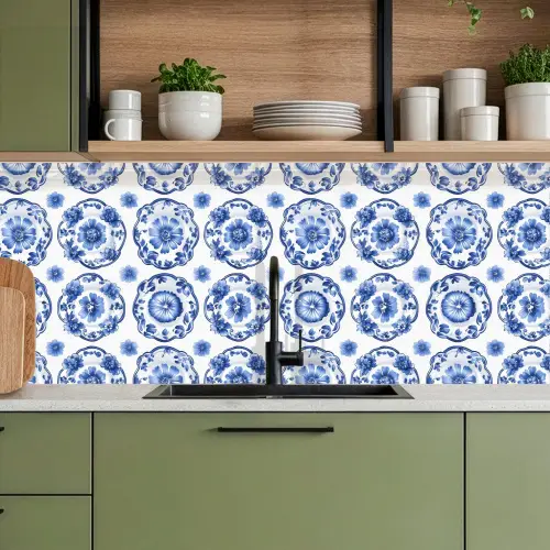 Sierborden - Bloemen - Blauw keuken achterwand 2 middel 871 -sfeer3