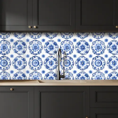 Sierborden - Bloemen - Blauw keuken achterwand 2 middel 871 -sfeer1