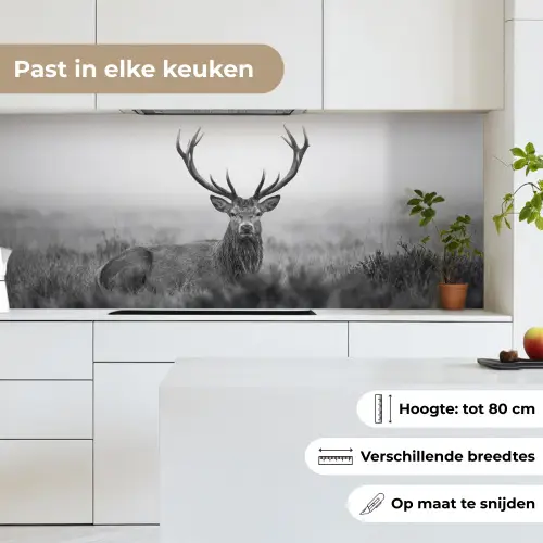 Hert - Mistig - Zwart - Wit keuken achterwand 2 middel -sfeer4_NL