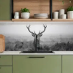 Hert - Mistig - Zwart - Wit keuken achterwand 2 middel -sfeer3