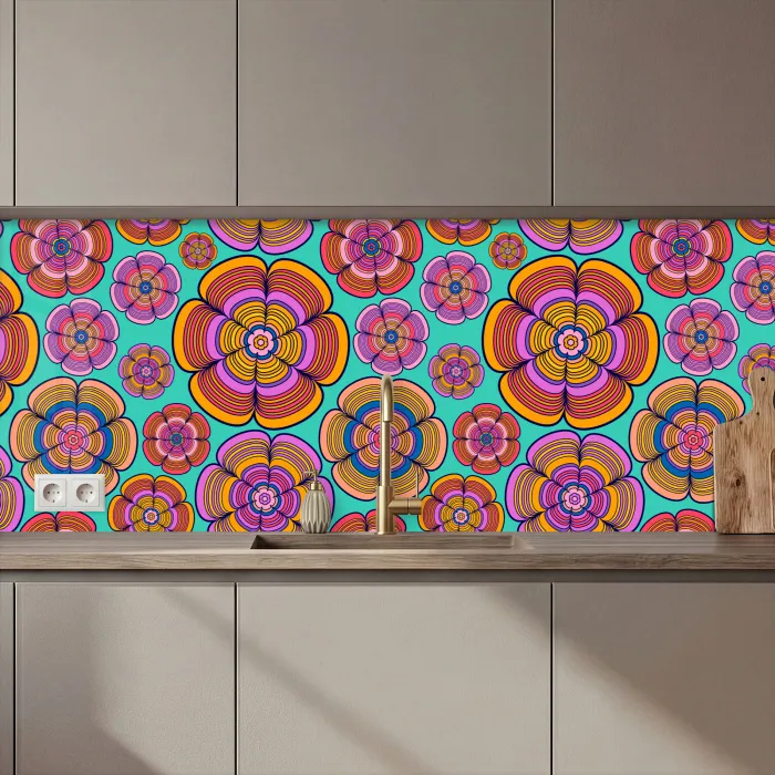 Design - Flower Power - Kleuren keuken achterwand 2 middel 871 zz_3dshopping
