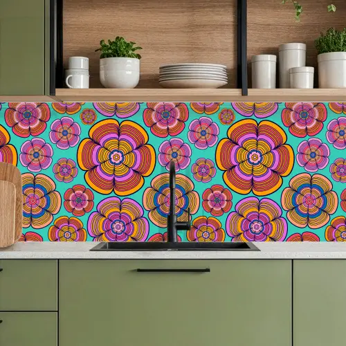Design - Flower Power - Kleuren keuken achterwand 2 middel 871 -sfeer3
