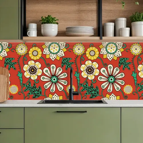 Design - Bloemen - Hippie - Retro keuken achterwand 2 middel 871 -sfeer3