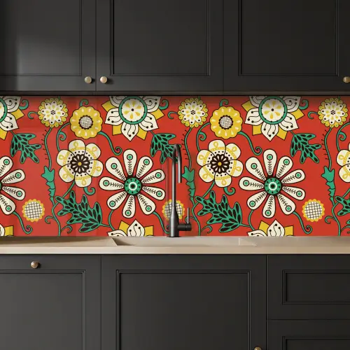 Design - Bloemen - Hippie - Retro keuken achterwand 2 middel 871 -sfeer1