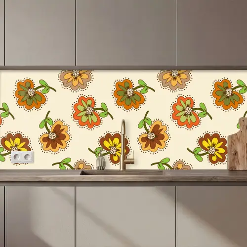 Design - Bloemen - Retro - Vintage keuken achterwand 2 middel 871 zz_3dshopping