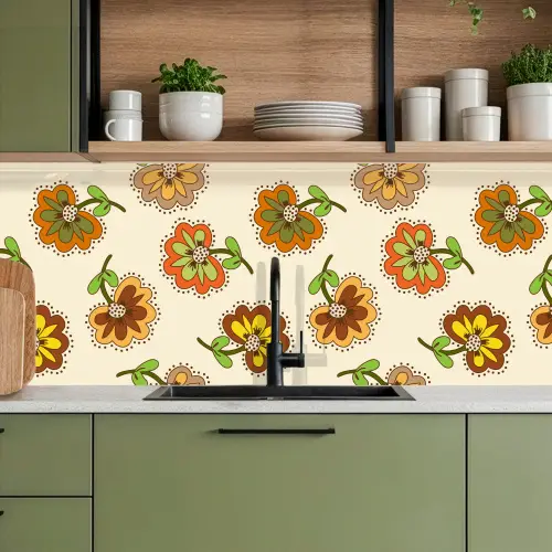 Design - Bloemen - Retro - Vintage keuken achterwand 2 middel 871 -sfeer3