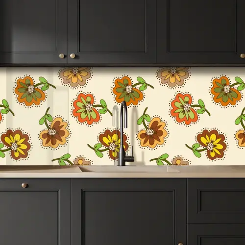 Design - Bloemen - Retro - Vintage keuken achterwand 2 middel 871 -sfeer1