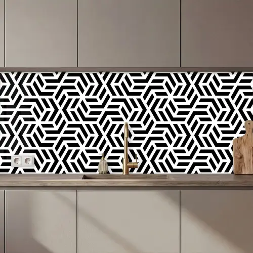 Design - Geometrie - Patroon - Zwart - Wit keuken achterwand 2 middel 871 zz_3dshopping