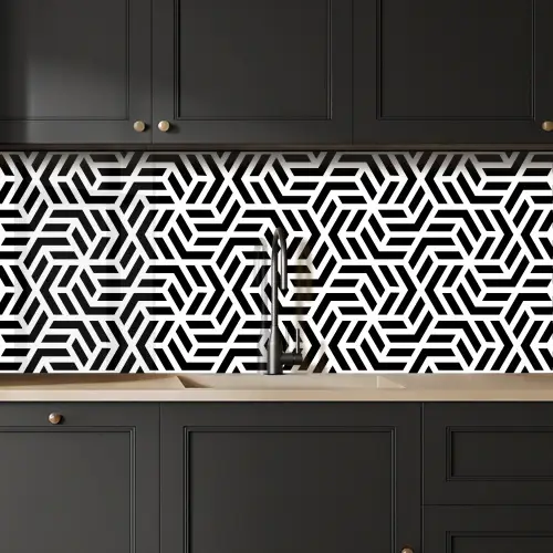 Design - Geometrie - Patroon - Zwart - Wit keuken achterwand 2 middel 871 -sfeer1