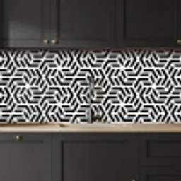 Design - Geometrie - Patroon - Zwart - Wit keuken achterwand 2 middel 871 -sfeer1