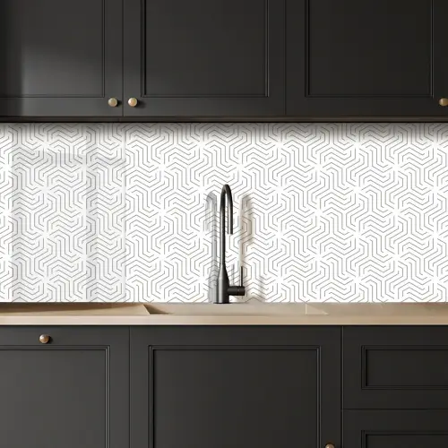 Design - Lijn - Patroon - Zwart - Wit keuken achterwand 2 middel 871 -sfeer1