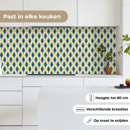 Design - Patroon - Retro - Geel - Blauw keuken achterwand 2 middel 871 -sfeer4_NL