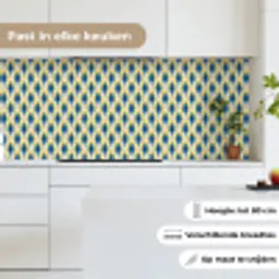 Design - Patroon - Retro - Geel - Blauw keuken achterwand 2 middel 871 -sfeer4_NL