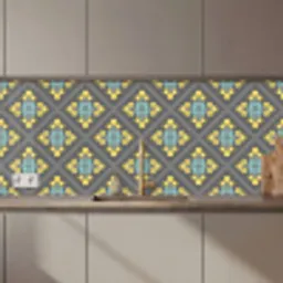 Design - Ruit - Bloemen - Grijs keuken achterwand 2 middel 871 zz_3dshopping
