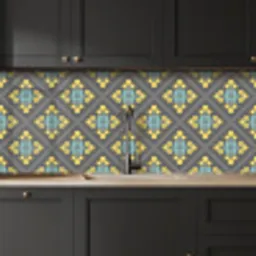 Design - Ruit - Bloemen - Grijs keuken achterwand 2 middel 871 -sfeer1