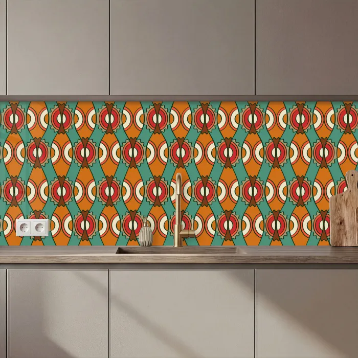 Design - Retro - Oranje - Abstract keuken achterwand 2 middel 871 zz_3dshopping