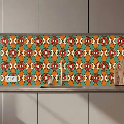 Design - Retro - Oranje - Abstract keuken achterwand 2 middel 871 zz_3dshopping