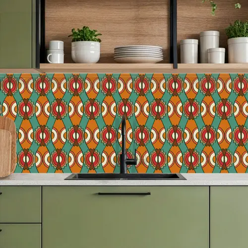 Design - Retro - Oranje - Abstract keuken achterwand 2 middel 871 -sfeer3