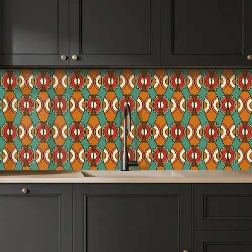 Design - Retro - Oranje - Abstract keuken achterwand 2 middel 871 -sfeer1
