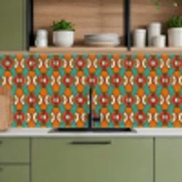 Design - Retro - Oranje - Abstract keuken achterwand 2 middel 871 -sfeer3