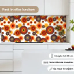 Design - Retro - Oranje - Bloemen keuken achterwand 2 middel 871 -sfeer4_NL