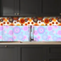 Design - Retro - Oranje - Bloemen keuken achterwand 2 middel 871 -sfeer1