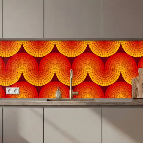 Design - Retro - Rood - Abstract keuken achterwand 2 middel 871 zz_3dshopping