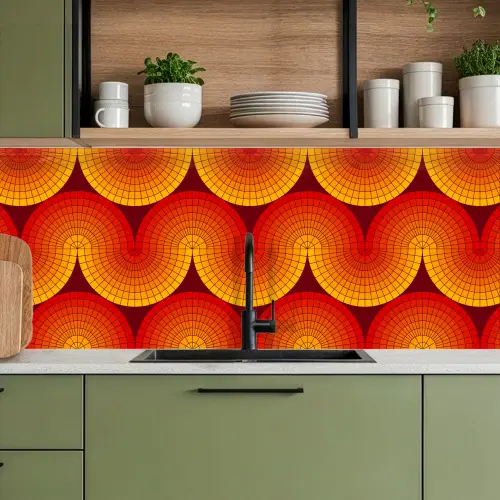 Design - Retro - Rood - Abstract keuken achterwand 2 middel 871 -sfeer3