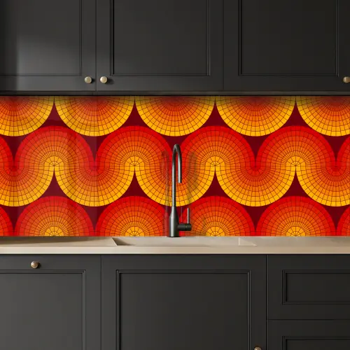Design - Retro - Rood - Abstract keuken achterwand 2 middel 871 -sfeer1