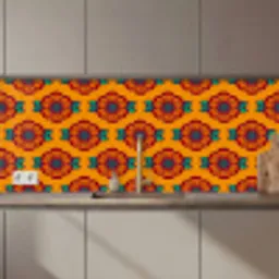 Design - Retro - Rozen - Oranje keuken achterwand 2 middel 871 zz_3dshopping