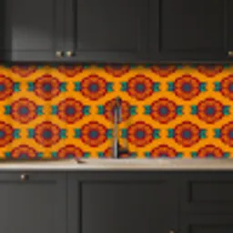 Design - Retro - Rozen - Oranje keuken achterwand 2 middel 871 -sfeer1