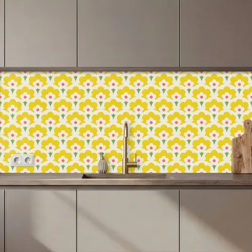 Design - Retro - Seventies - Geel keuken achterwand 2 middel 871 zz_3dshopping