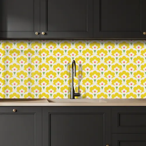 Design - Retro - Seventies - Geel keuken achterwand 2 middel 871 -sfeer1