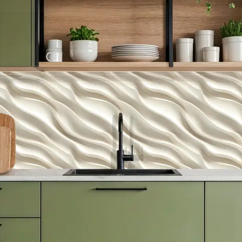 Diagonaal - Golven - Crème keuken achterwand 2 middel 871 -sfeer3