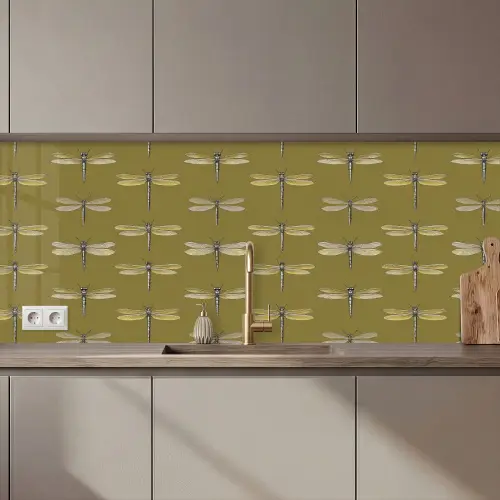 Libellen - Patroon - Groen keuken achterwand 2 middel 871 zz_3dshopping