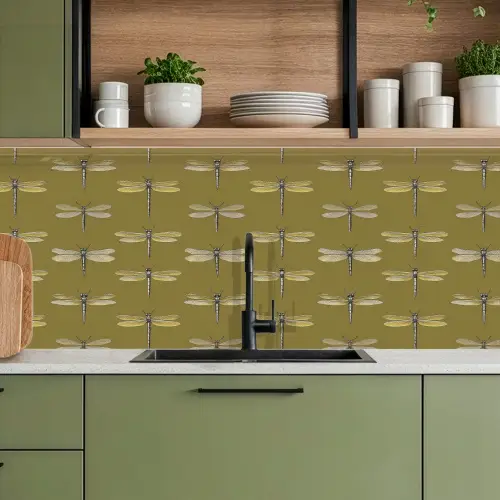 Libellen - Patroon - Groen keuken achterwand 2 middel 871 -sfeer3