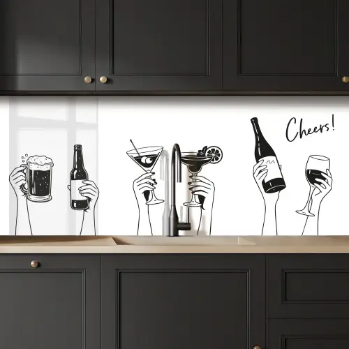 Drinken - Zwart - Wit keuken achterwand 2 middel -sfeer1