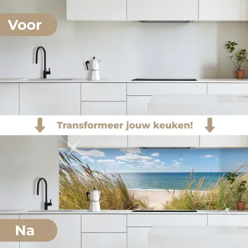 Duin - Gras - Zee - Strand keuken achterwand 2 groot -voor-na_NL